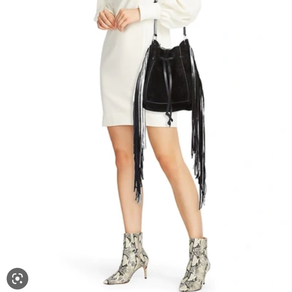 New with cards and dust bag - Isabel Marant Oskar suede fringe hobo blac…